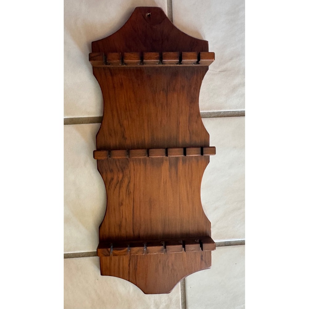 Vintage Weston Bowl Mill Vermont Wood Wall Spoon Rack 16" Rustic Farmhouse USA